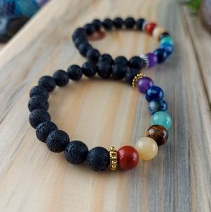 Volcanic Lava Bead 7 Chakra Bracelet